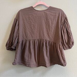 🤎 Textured Babydoll Blouse with Puff Sleeve🤎